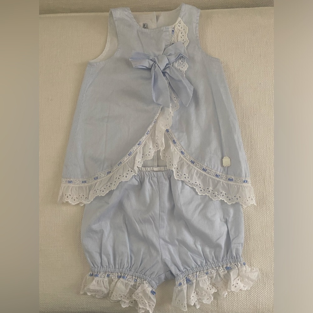 Blue and White Baby Dior set with Lace Details